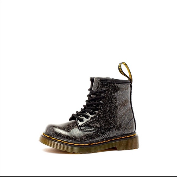 Black Glitter Doc Dr Martens Air Wair Boots 1460 - Picture 3 of 9